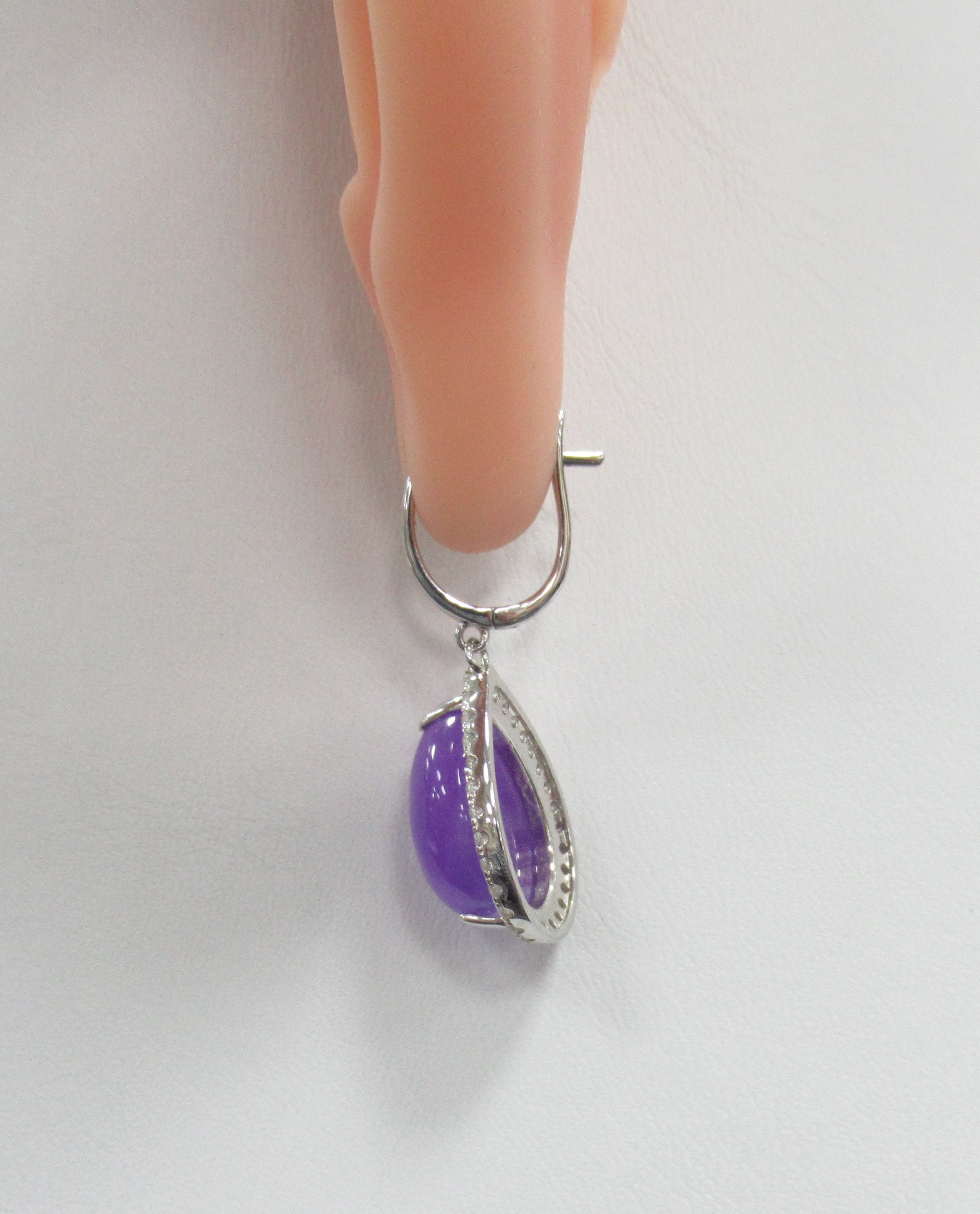 Серебряные серьги с лавандовыми жадеитами